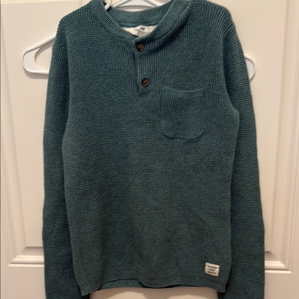 H&M Kids Blue Sweater with Pocket and Buttons